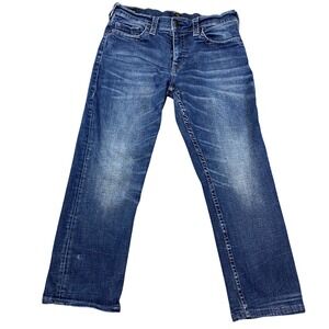 True Religion Ricky Relaxed Straight Jeans Mens 33 No Flap Blue Denim